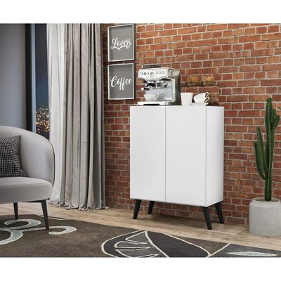 Aparador Buffet 2 Portas Multimóveis V3609 Branco/Preto