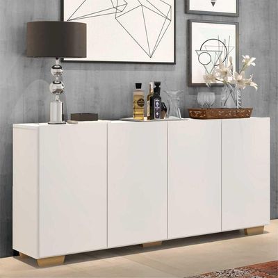 Aparador Buffet 4 Portas Multimóveis V3557 Branco/Natural