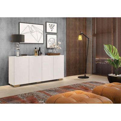 Aparador Buffet 4 Portas Multimóveis V3557 Branco/Natural