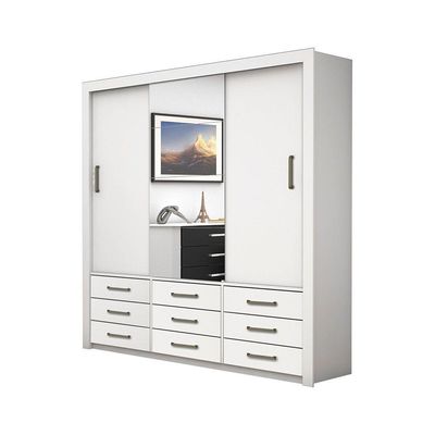 Guarda Roupa Anjos Plus 3 Portas 9 Gavetas Carioca Branco