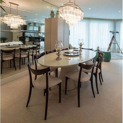 Mesa de Jantar Cone Oval 160x90 cm Laqueada Branco