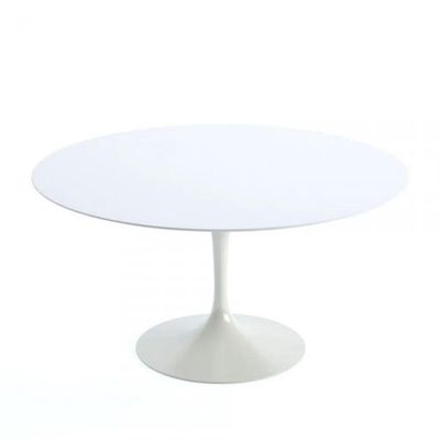 Mesa De Jantar Redonda 90 Cm + Vidro Temp Branco