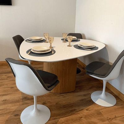 Mesa De Jantar Orgânica 120X125Cm Branca Marrom
