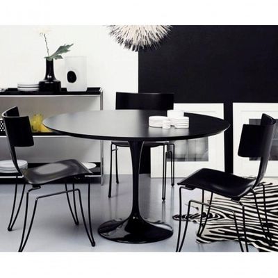 Mesa De Jantar Tulipa Redonda 130cm - Laqueada Preto