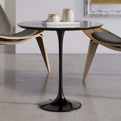 Mesa Lateral Tulipa Saarinen Redonda 41 Cm Laqueada Preto