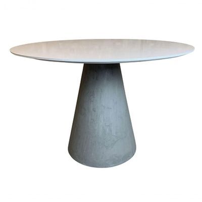 Mesa De Jantar Cone Concreto 120cm Tampo Laqueado Branco