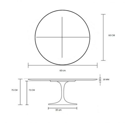 Mesa De Jantar Tulipa Redonda 60cm Tampo Laqueado Preto