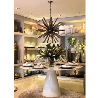 Mesa De Jantar Cone 110 Cm Tampo De Vidro Laca Branca Branco