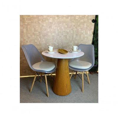 Mesa Cone Para Sala De Jantar - Madeira Freijó Tampo 70cm Laca Branca Marrom