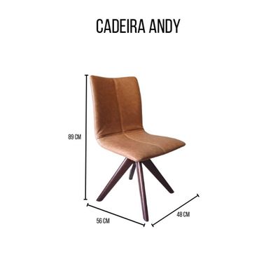 Cadeira De Jantar Andy Giratória Revestida Em Tecido Courino Caramelo Cor Marrom