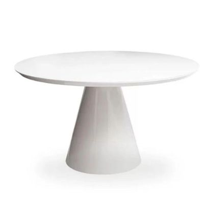 Mesa De Jantar Cone 60 Cm Tampo De Vidro Laca Branca Branco