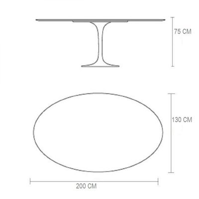 Mesa De Jantar Tulipa Oval 200X130cm Tampo Freijó Preto