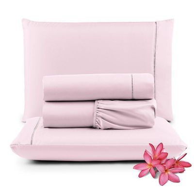 Jogo De Lençol Micropercal 400 Fios Padrão 4 Peças Barato - Rosa