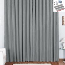 Cortina Pryme 3 Metros Sala Quarto Em Oxford Para Trilho Comum - Cinza