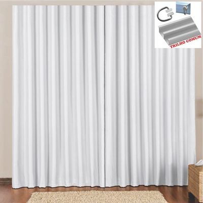 Cortina 4 Mts Sala Quarto Escritório Blackout Original Para Trilho Comum - Gelo