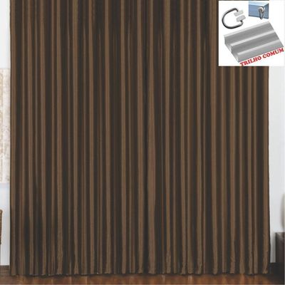 Cortina 4 Mts Sala Quarto Escritório Blackout Original Para Trilho Comum - Tabaco