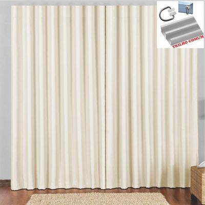 Cortina 2 Mts Sala Quarto Escritório Blackout Original Para Trilho Comum - Bege