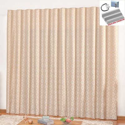 Cortina Em Jacquard Bahamas 4,00 X 2,70 Para Trilho Comum - Bege