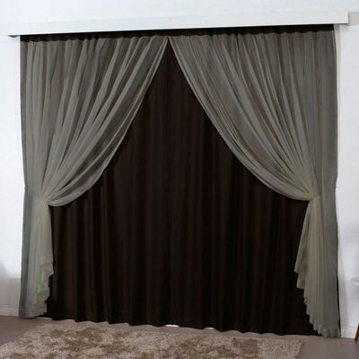 Cortina Mirage 2 Mts Sala Quarto Blackout Voal Trilho Comum - Tabaco