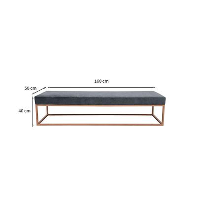 Banco 2 Lugares Giulia Veludo Cinza e Dourado 160 cm
