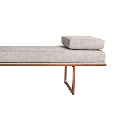Banco 2 Lugares Galli Linho Bege e Dourado 140 cm