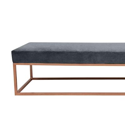 Banco 2 Lugares Giulia Veludo Cinza e Dourado 160 cm