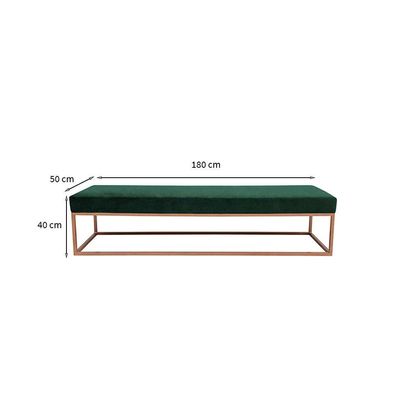 Banco 3 Lugares Giulia Veludo Verde e Dourado 180 cm