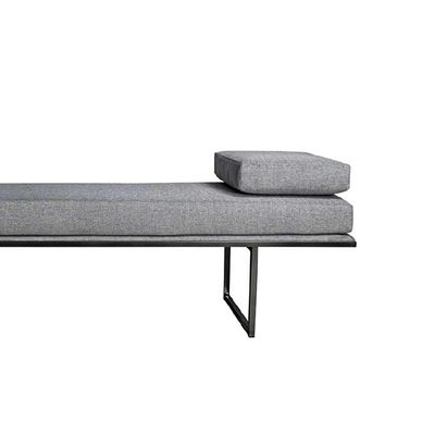 Banco 3 Lugares Galli Linho Cinza e Preto 180 cm