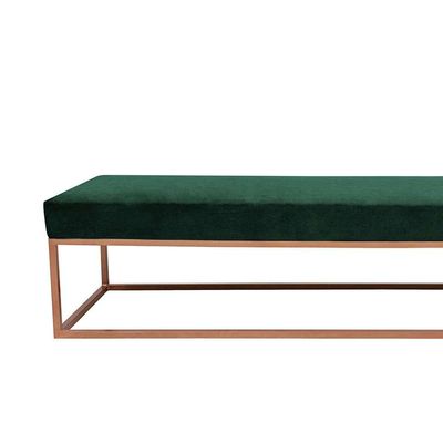 Banco 3 Lugares Giulia Veludo Verde e Dourado 180 cm