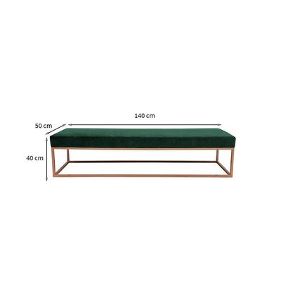 Banco 2 Lugares Giulia Veludo Verde e Dourado 140 cm