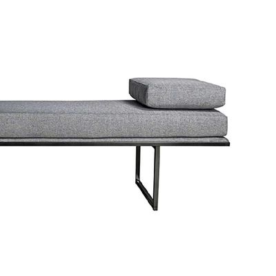 Banco 2 Lugares Galli Linho Cinza e Preto 160 cm