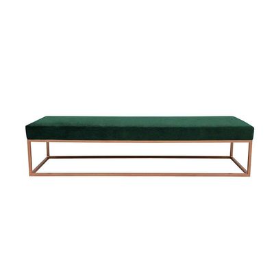 Banco 2 Lugares Giulia Veludo Verde e Dourado 140 cm
