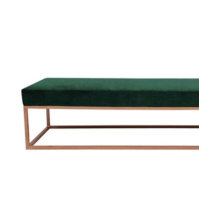 Banco 2 Lugares Giulia Veludo Verde e Dourado 140 cm