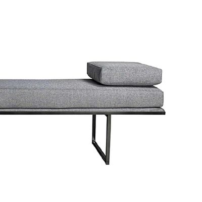 Banco 2 Lugares Galli Linho Cinza e Preto 100 cm