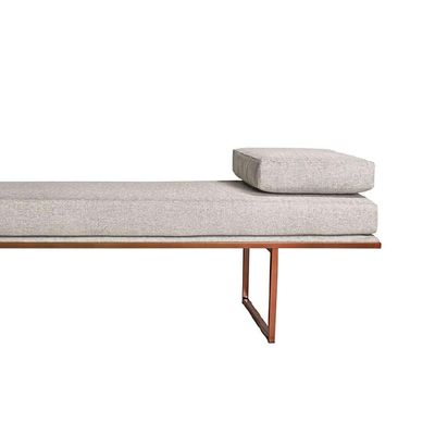 Banco 3 Lugares Galli Linho Bege e Dourado 180 cm