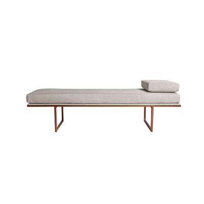 Banco 3 Lugares Galli Linho Bege e Dourado 180 cm