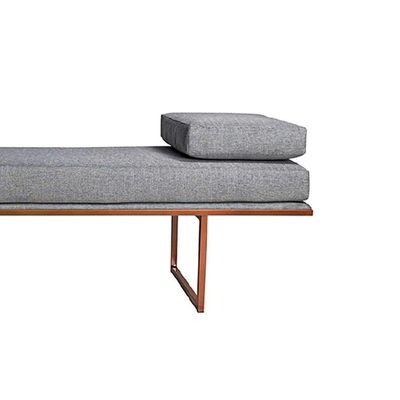 Banco 2 Lugares Galli Linho Cinza e Dourado 100 cm
