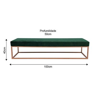 Banco 2 Lugares Giulia Veludo Verde e Dourado 100 cm
