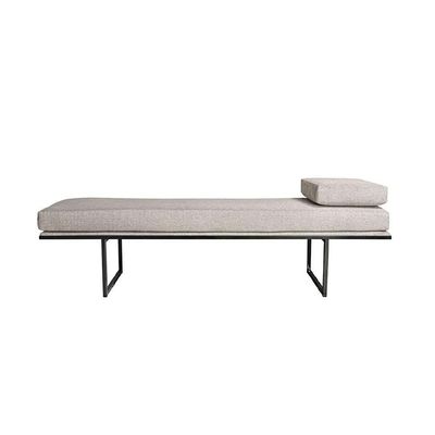 Banco 2 Lugares Galli Linho Bege e Preto 100 cm