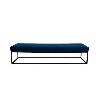 Banco 2 Lugares Giulia Veludo Azul e Preto 140 cm