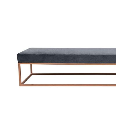 Banco 2 Lugares Giulia Veludo Cinza e Dourado 140 cm