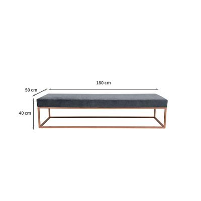 Banco 3 Lugares Giulia Veludo Cinza e Dourado 180 cm