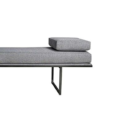 Banco 2 Lugares Galli Linho Cinza e Preto 140 cm