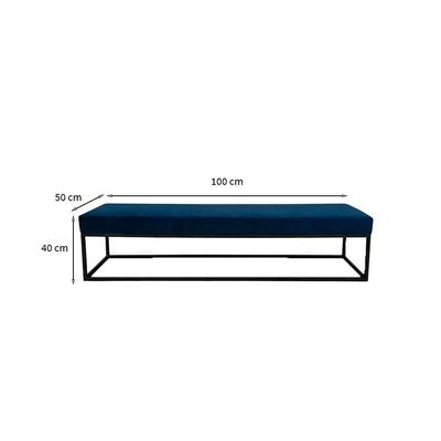 Banco 2 Lugares Giulia Veludo Azul e Preto 100 cm