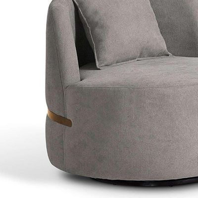 Poltrona Laila Bouclé Cinza e Dourada