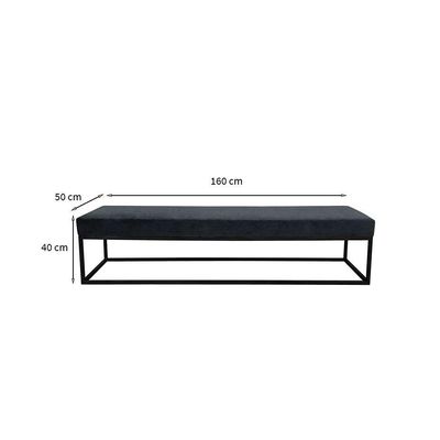 Banco 2 Lugares Giulia Veludo Cinza e Preto 160 cm