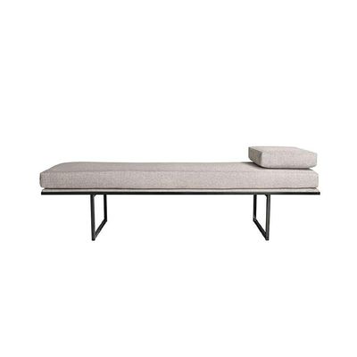 Banco 2 Lugares Galli Linho Bege e Preto 160 cm