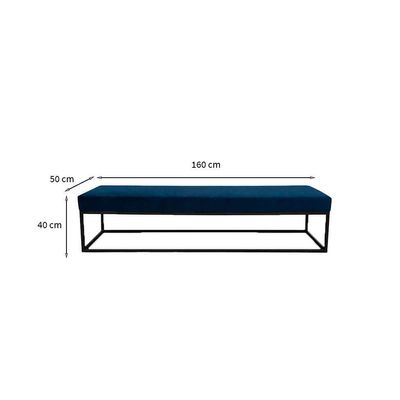 Banco 2 Lugares Giulia Veludo Azul e Preto 160 cm