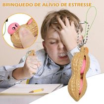 Chaveiro Amendoim Anti Stress Apertar Silicone Sensorial