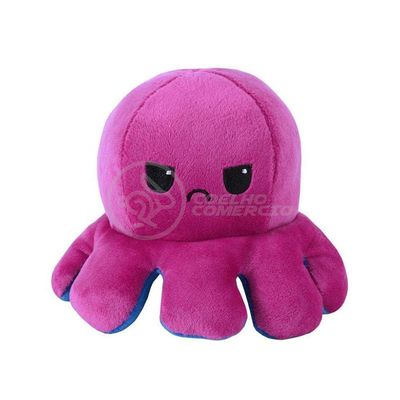 Polvo Reversível De Pelúcia Humor Feliz E Bravo Azul E Roxo
